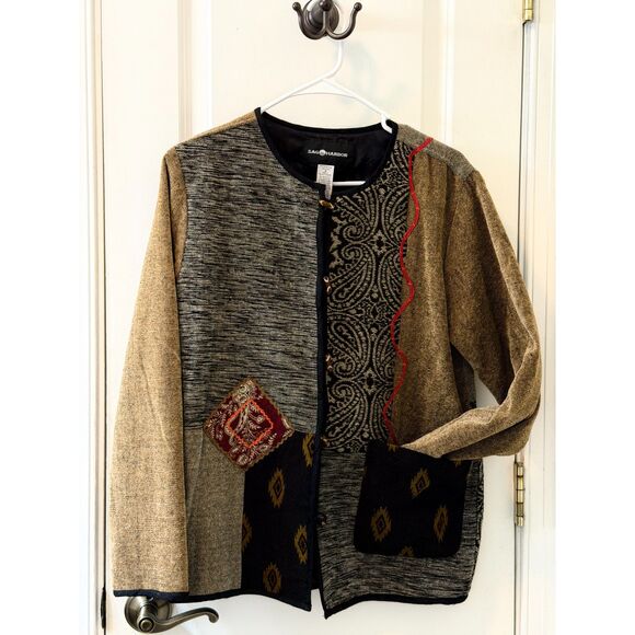 Sag Harbor Boho Patchwork Woven Jacket size 8 - Picture 1 of 7